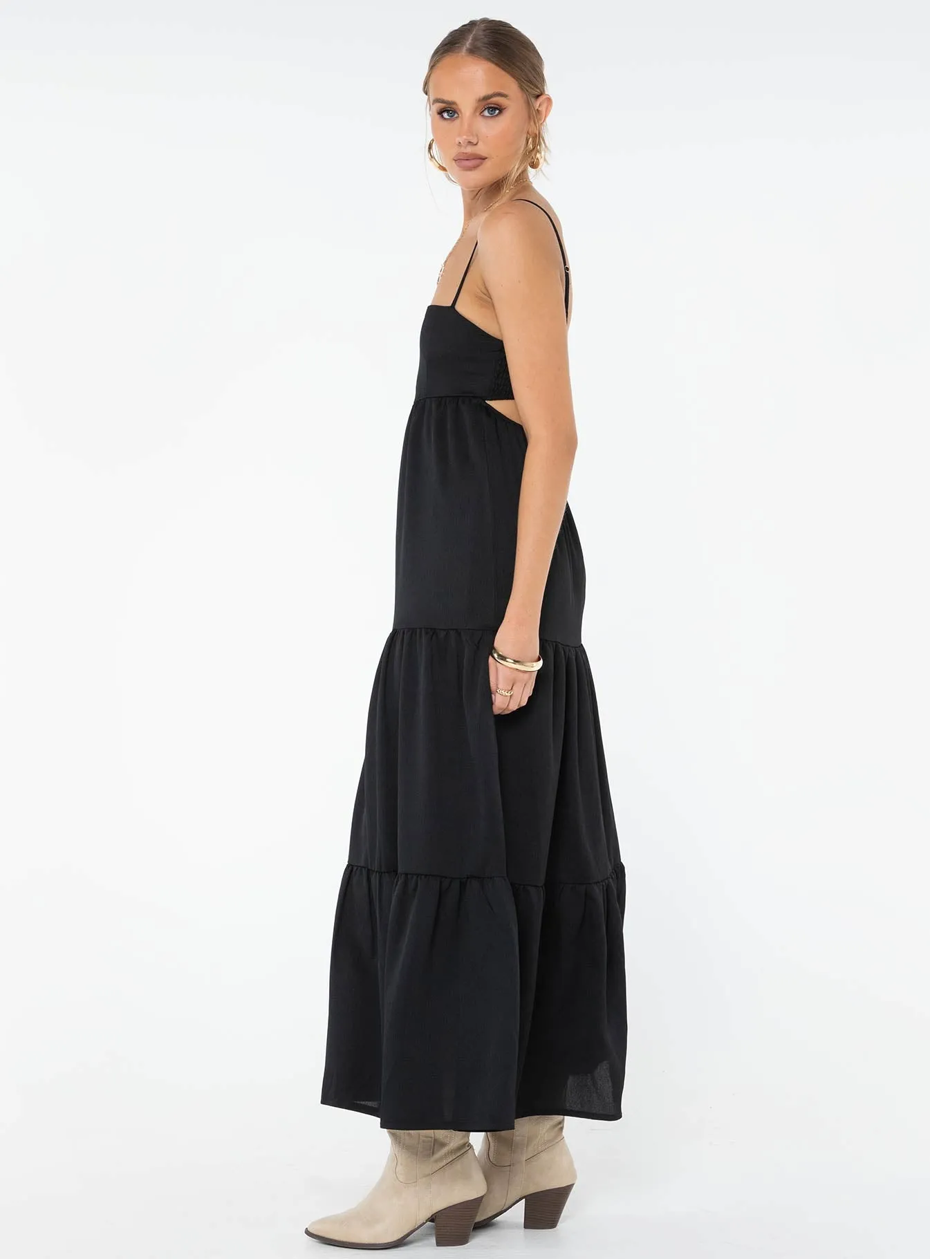 Dunster Maxi Dress Black Light Finish