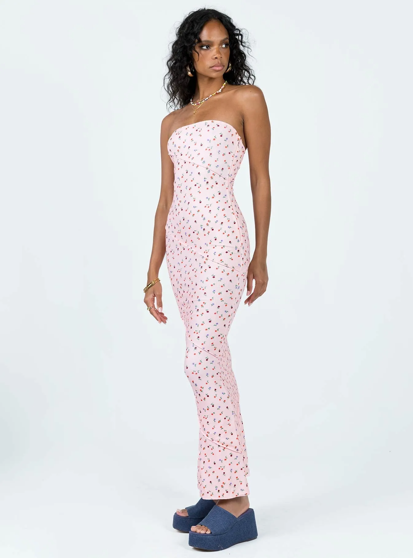 Oscar Midi Dress Pink Floral Maternity-Fit