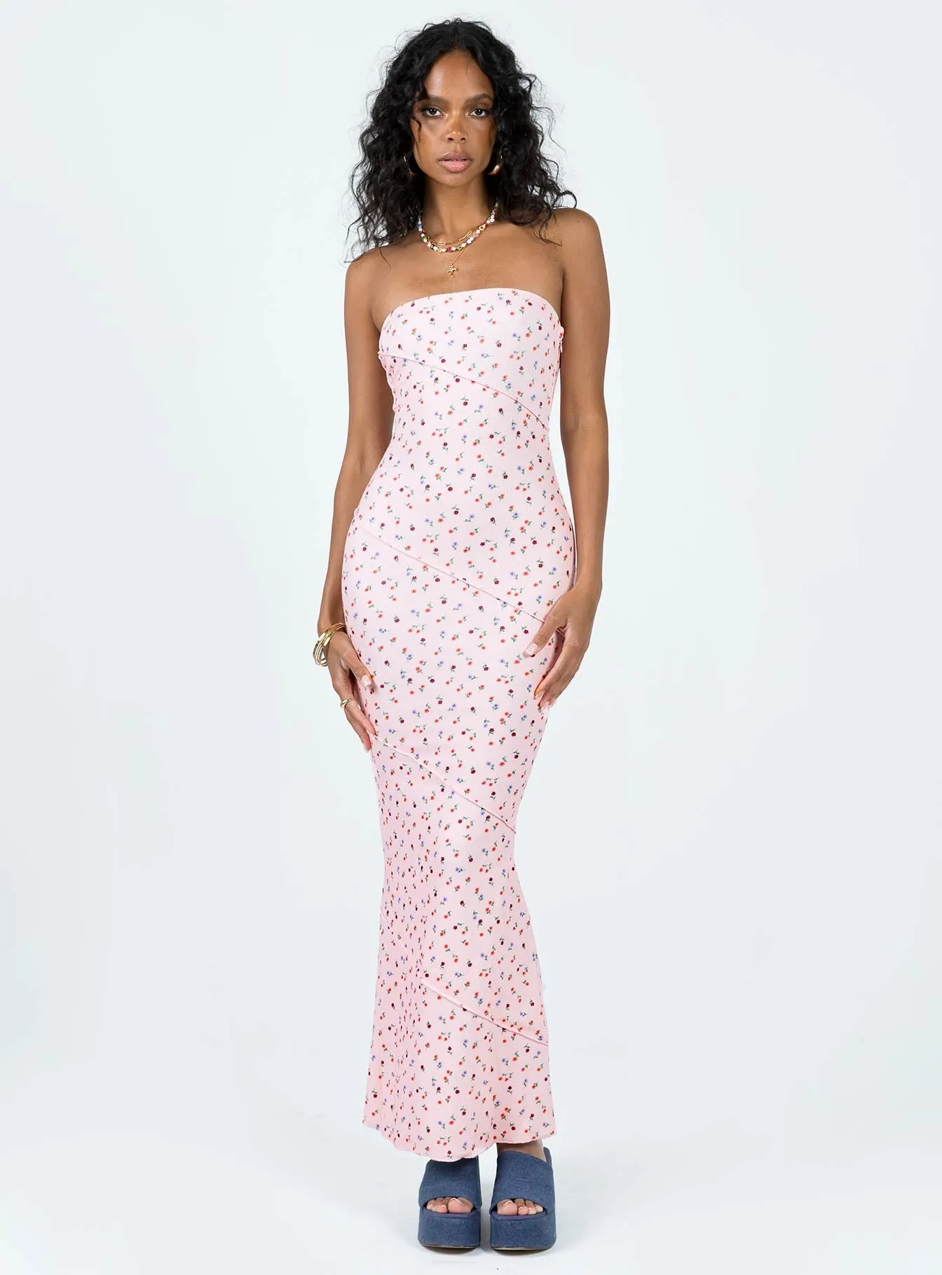Oscar Midi Dress Pink Floral Sleek Texture