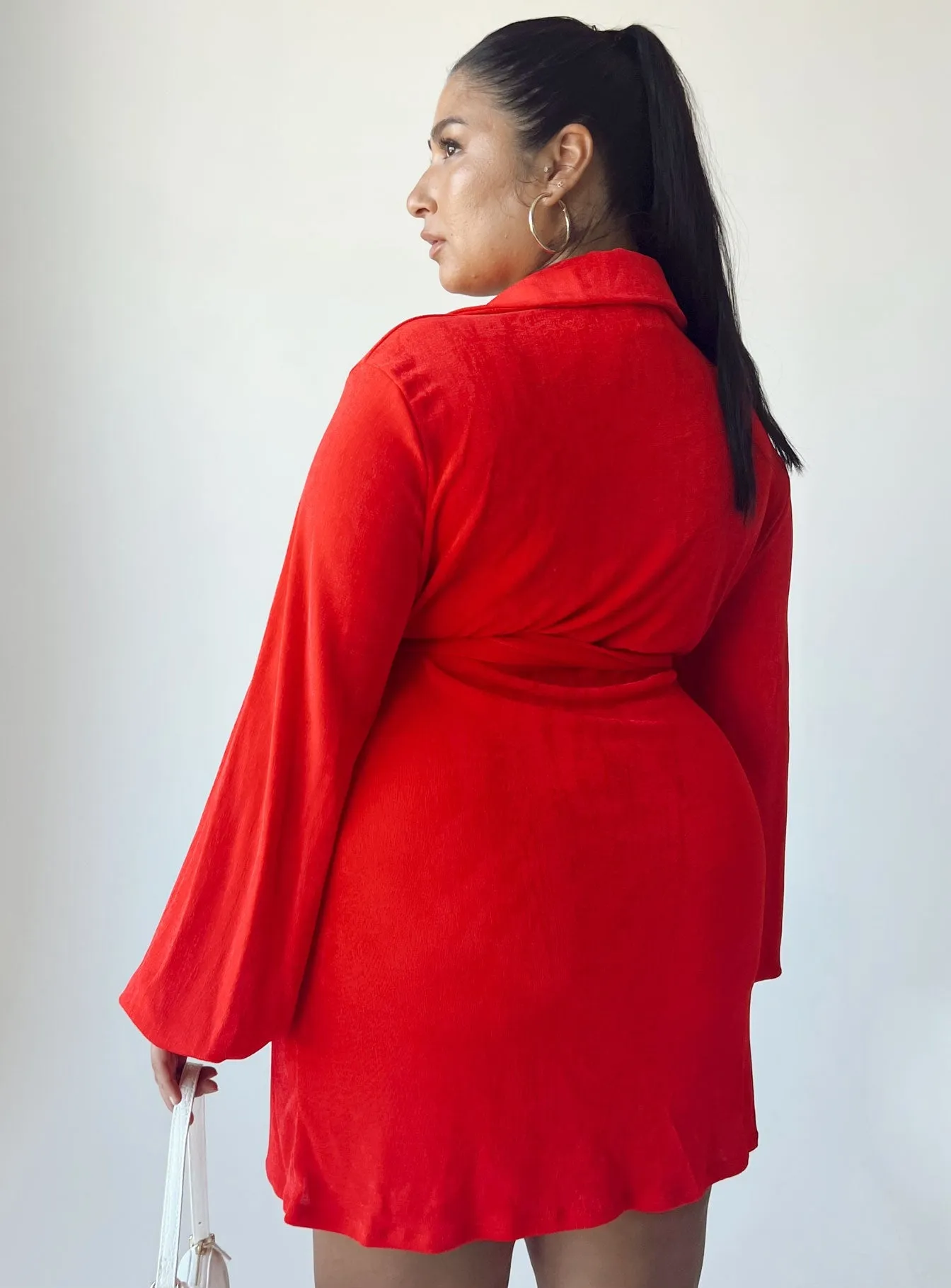 Subtle pattern Party Time Mini Dress Red Curve