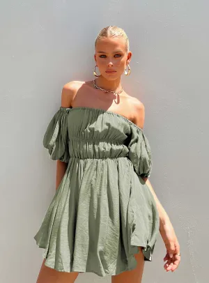 Layerable Piece Dress for brunch Halton Mini Dress Khaki