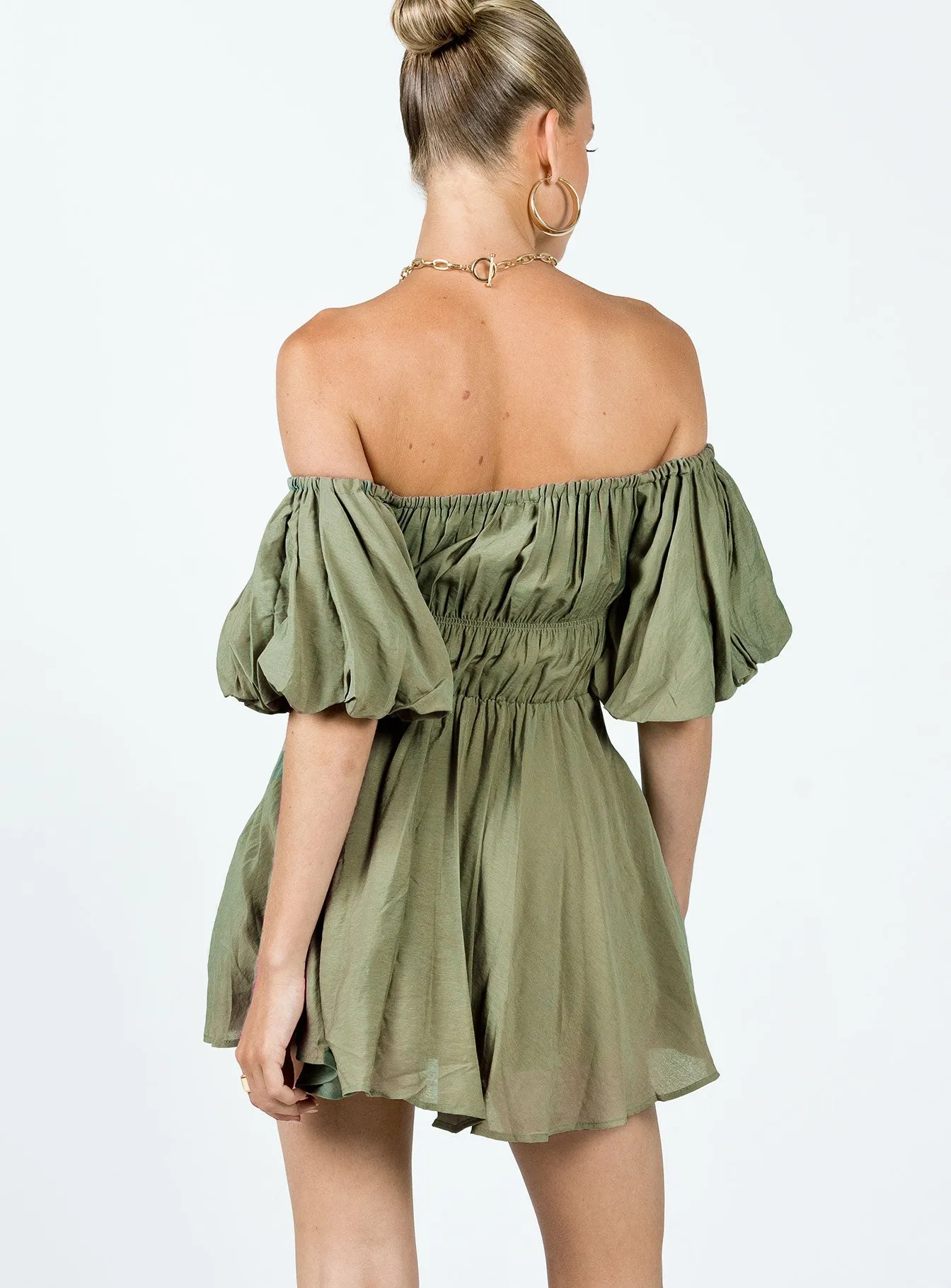 Halton Mini Dress Khaki Layered Wear Trendy Appeal