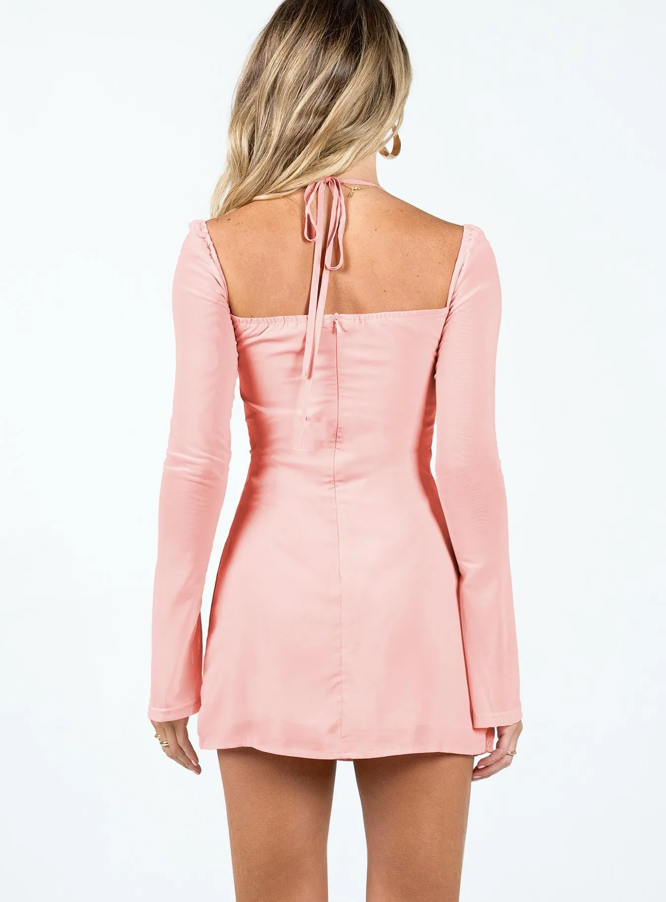 Dyer Sheer Sleeve Mini Dress Pink Feminine fit-and-flare silhouette Quick Look