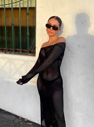 Water-Repellent-Finish Seasonal Comfort Kendor Long Sleeve Midi Dress Black