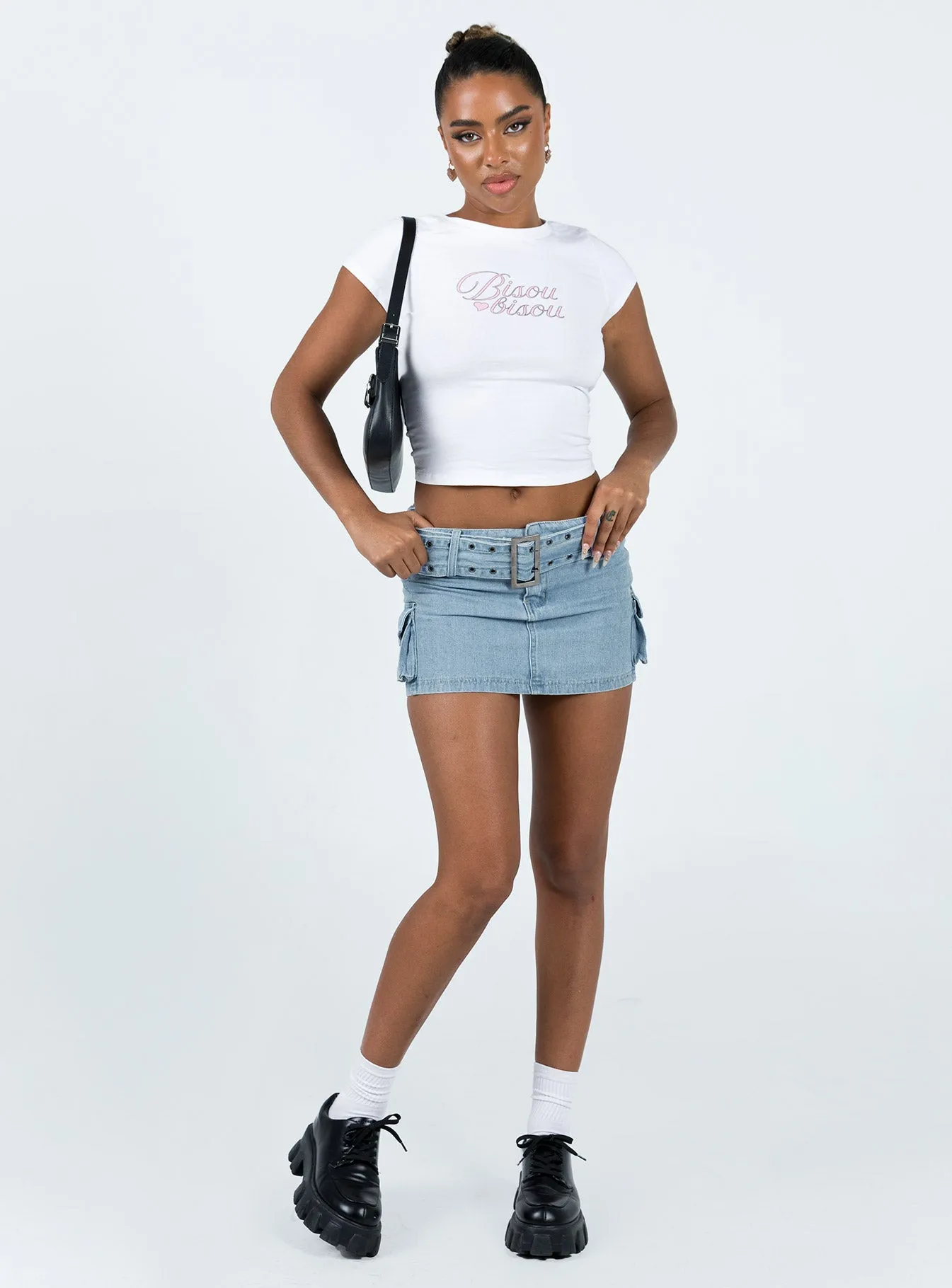 Iconic Cargo Mini Skirt Denim Curvy Fit A line