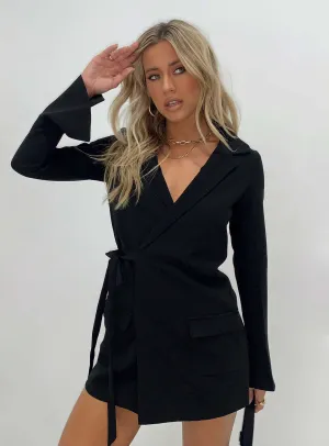Kyah Wrap Blazer Dress Black Fashion Daily