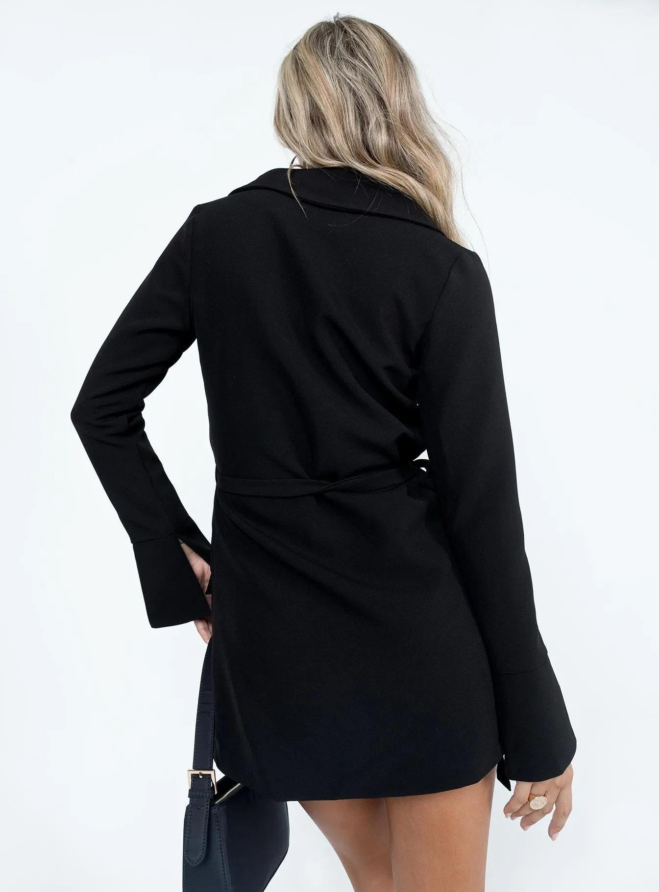 Kyah Wrap Blazer Dress Black Nordic Calm Clean Mood