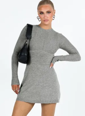 Polished Appearance Calm Grace Tomer Knit Mini Dress Grey