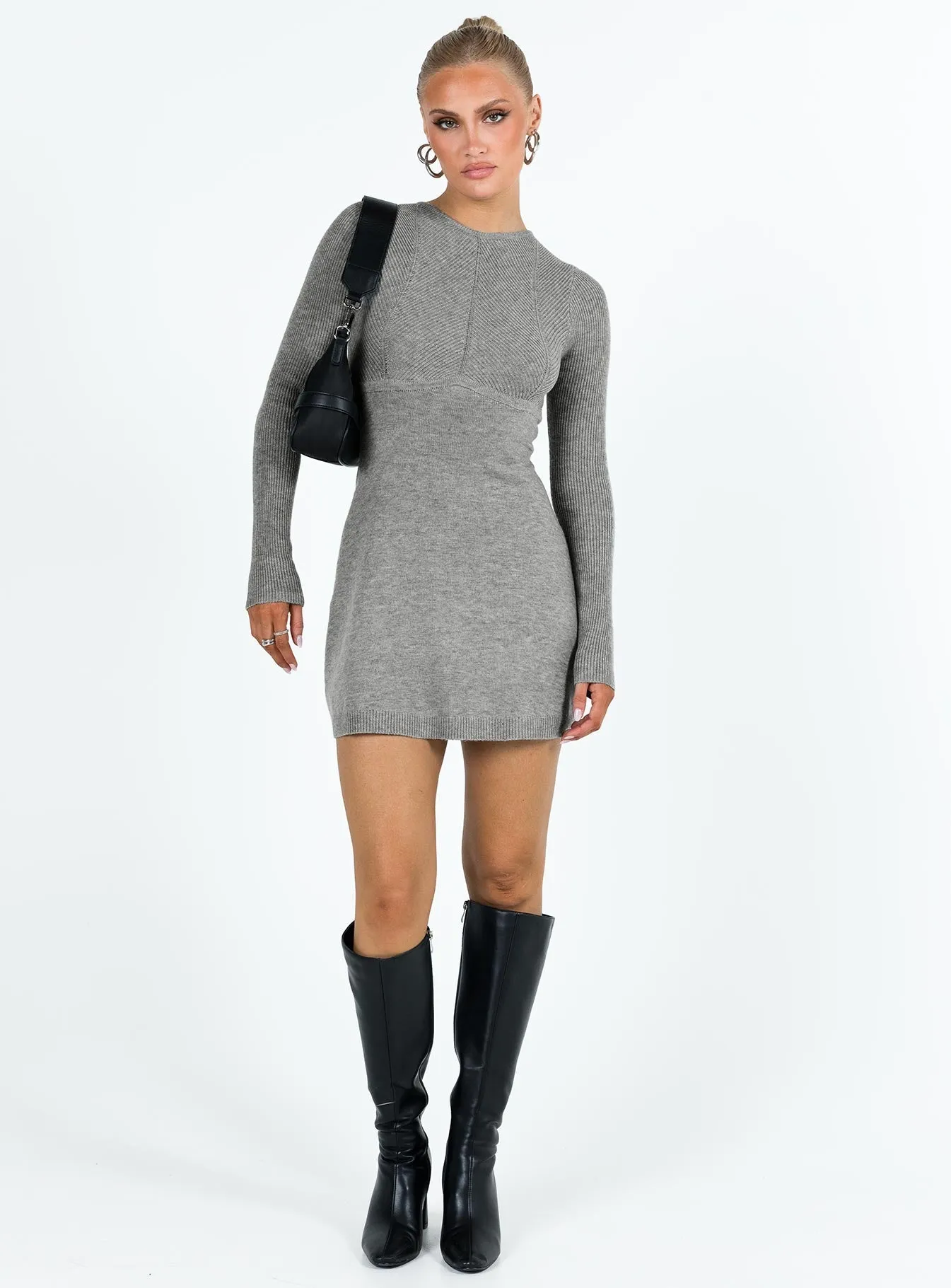Mid Fit Daily Go Tomer Knit Mini Dress Grey