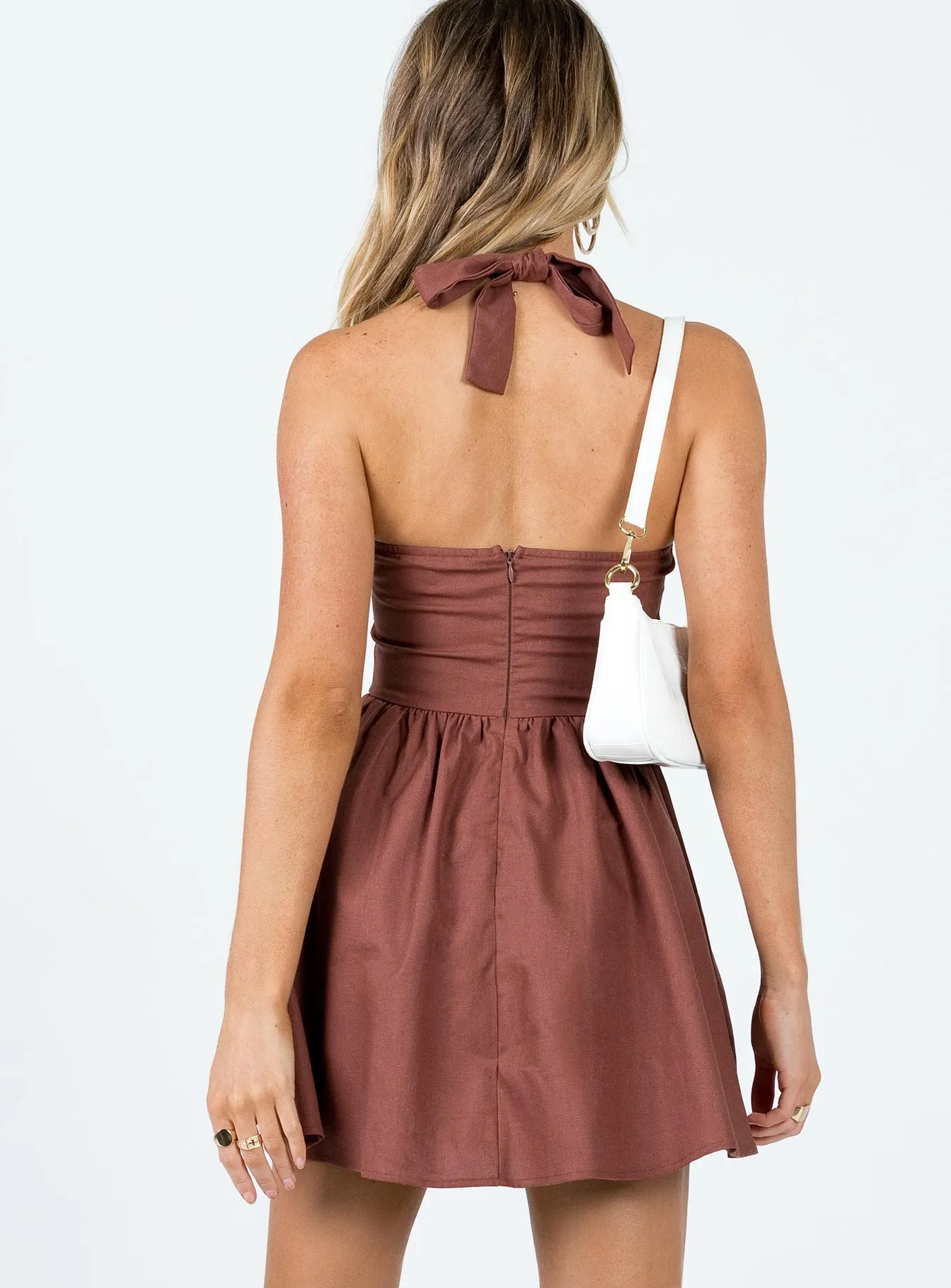 Light Layers Sleek Waistband Lyle Mini Dress Brown