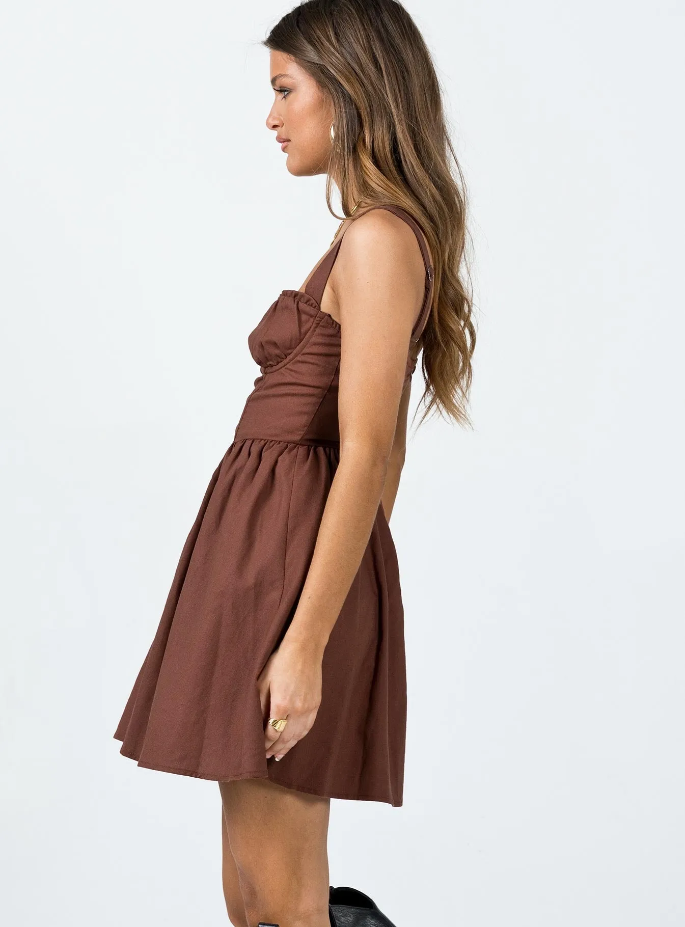 Telka Mini Dress Brown Fashionable Design