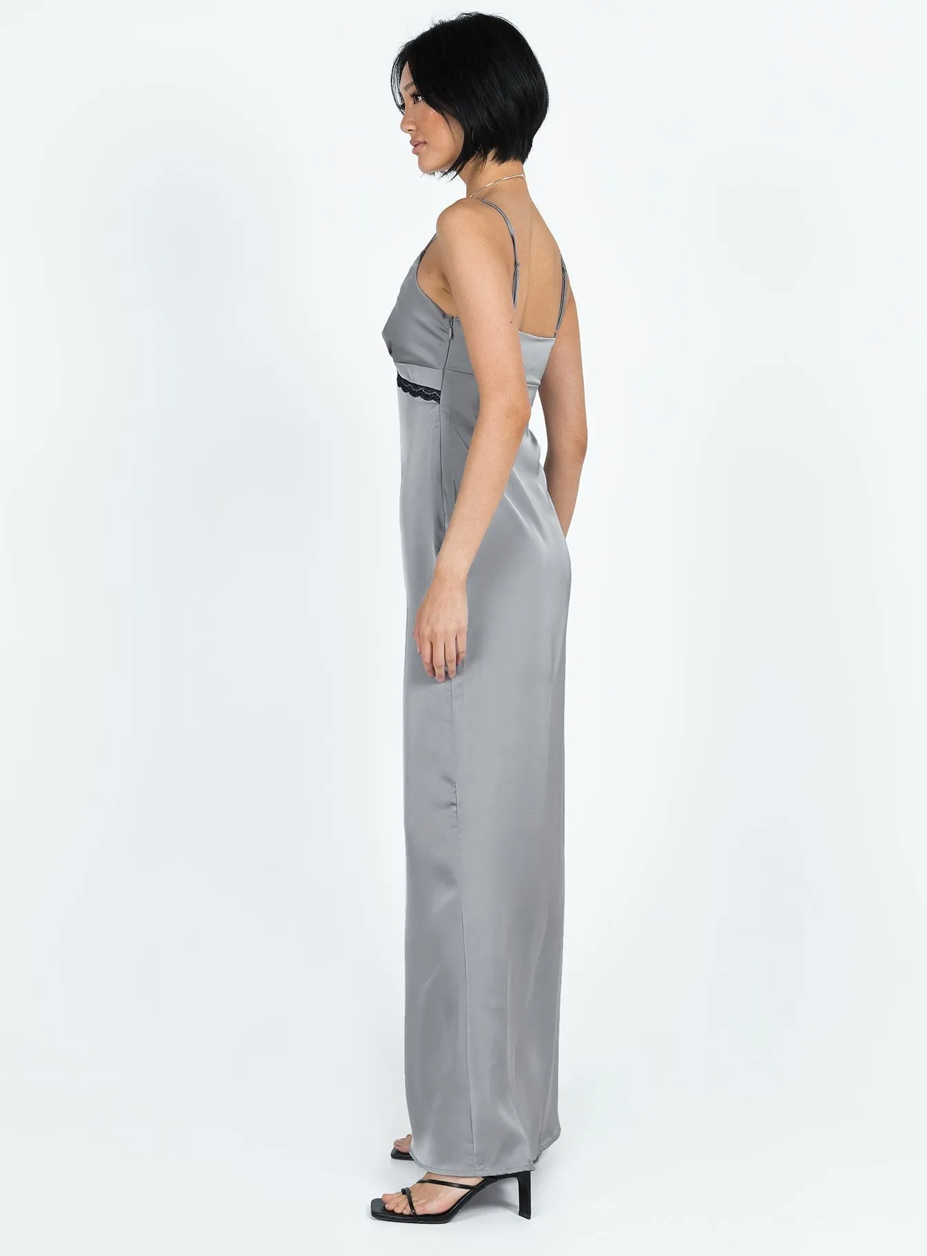 Sidney Lace Trim Maxi Dress Grey understated look