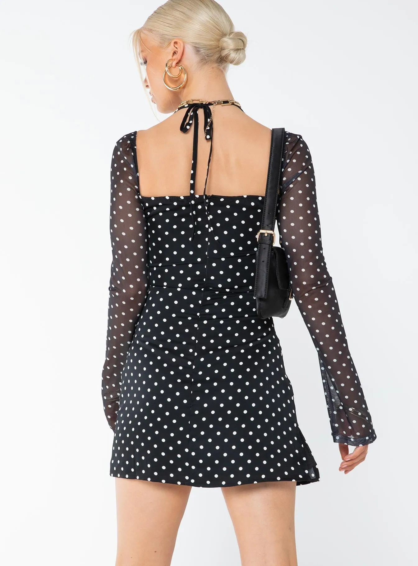 Dyer Mini Dress Black / Polka Dot Indoor Event Playful Twist