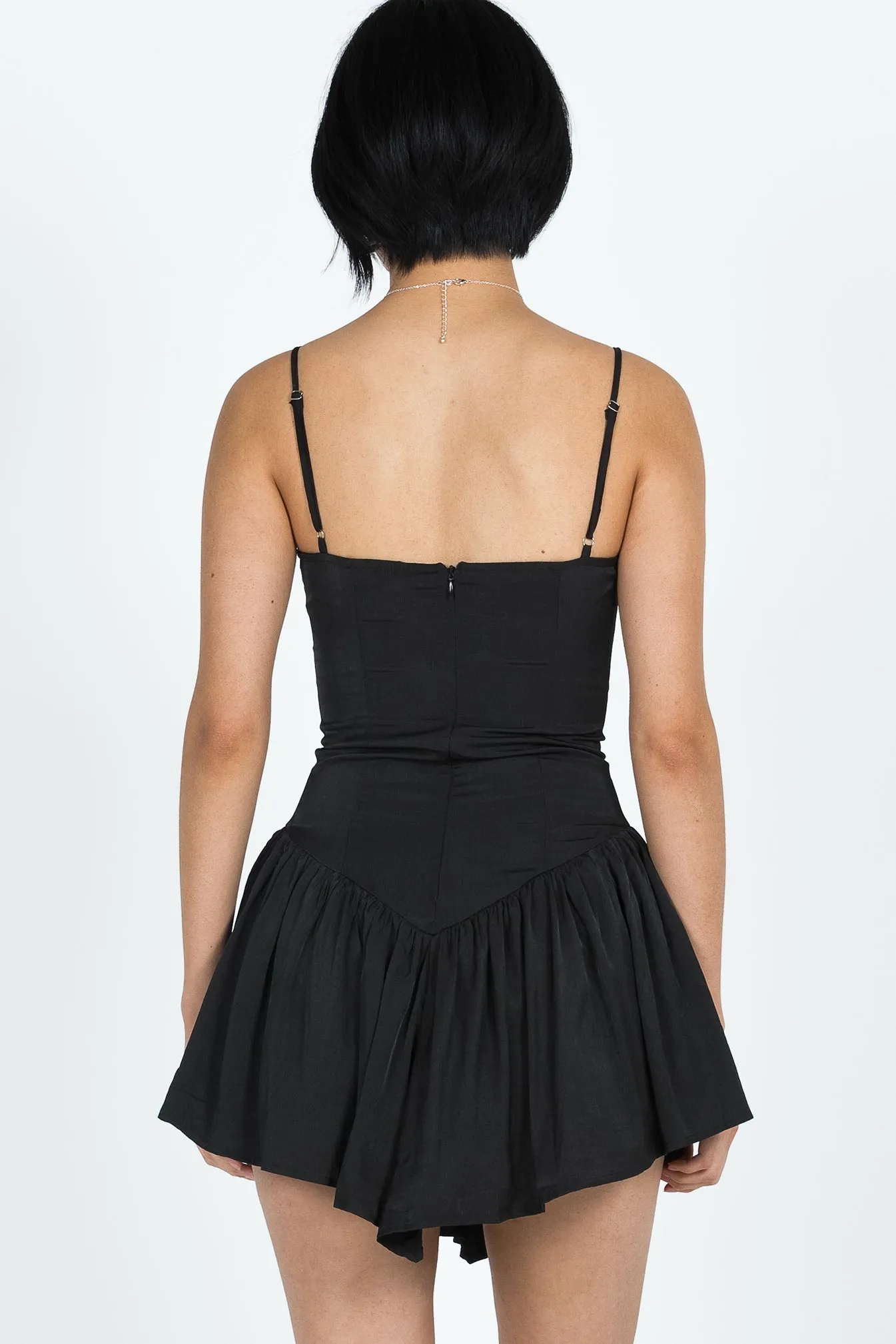 Linen Vibe Fashionable Touch Camille Mini Dress Black