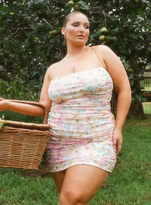 Light Shape Hopeless Romantic Mesh Ruched Mini Dress Multi Curve