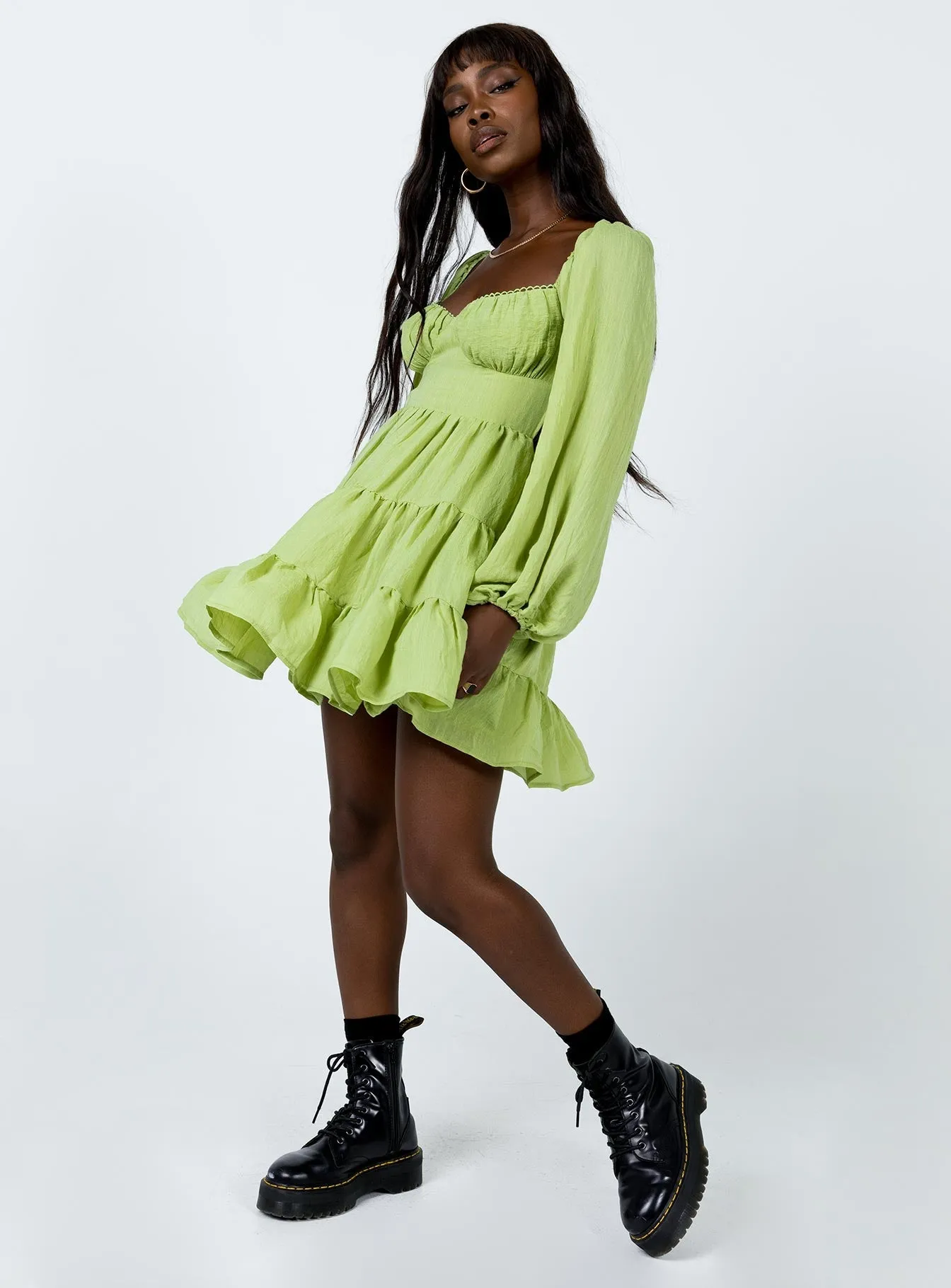Signature-Style Danny Long Sleeve Mini Dress Green