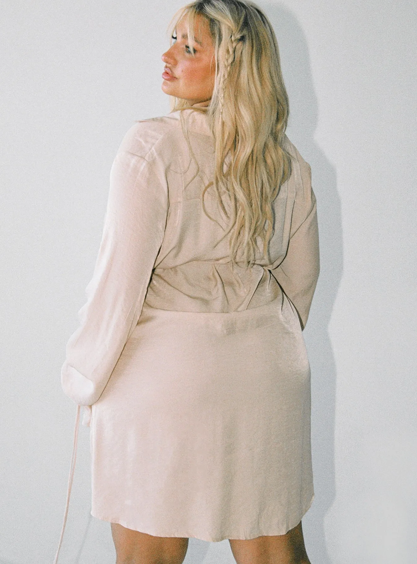 Contemporary Vibe Mid Fit Forbidden Mini Dress Beige Curve