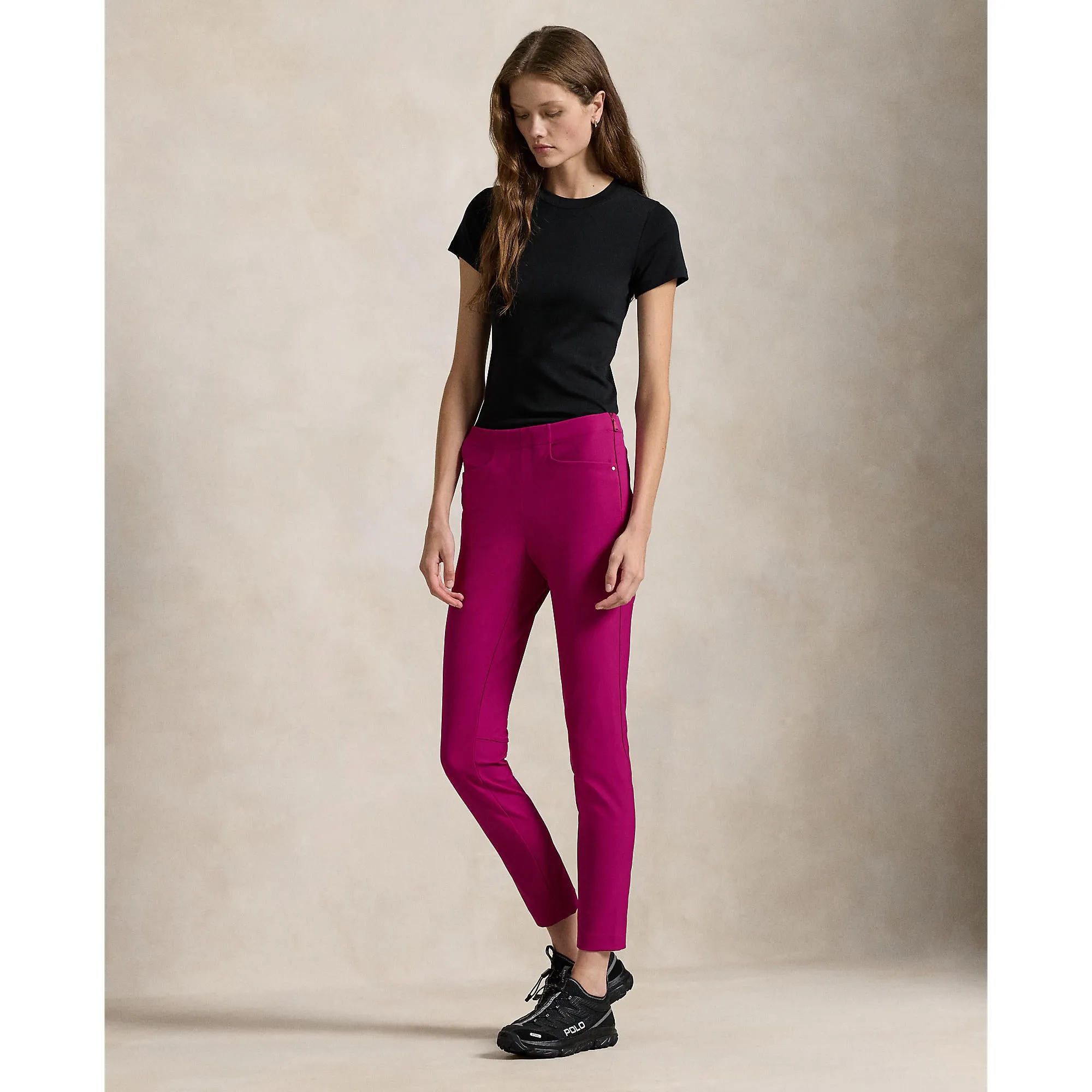 RLX Ralph Lauren Women's Eagle Stretch Twill Golf Pants - Fuchsia Berry Durable Stitching High-rise waist