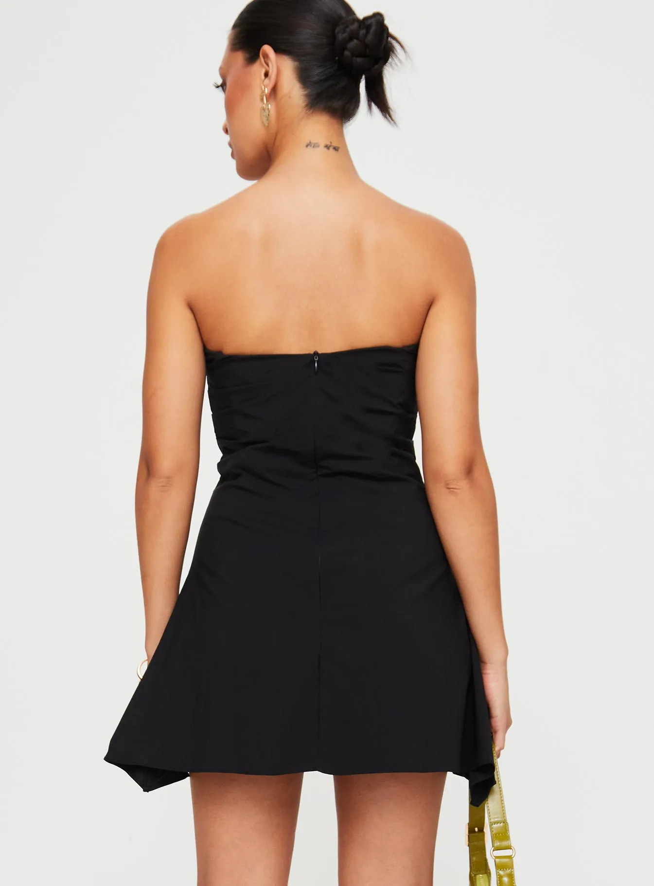 Bradwell Strapless Mini Dress Black Petite Flattering Silhouette Effortless Vibe