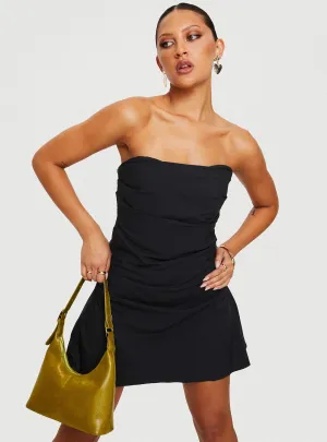 Bradwell Strapless Mini Dress Black Petite Layered Comfort Wear Artisanal-Detail