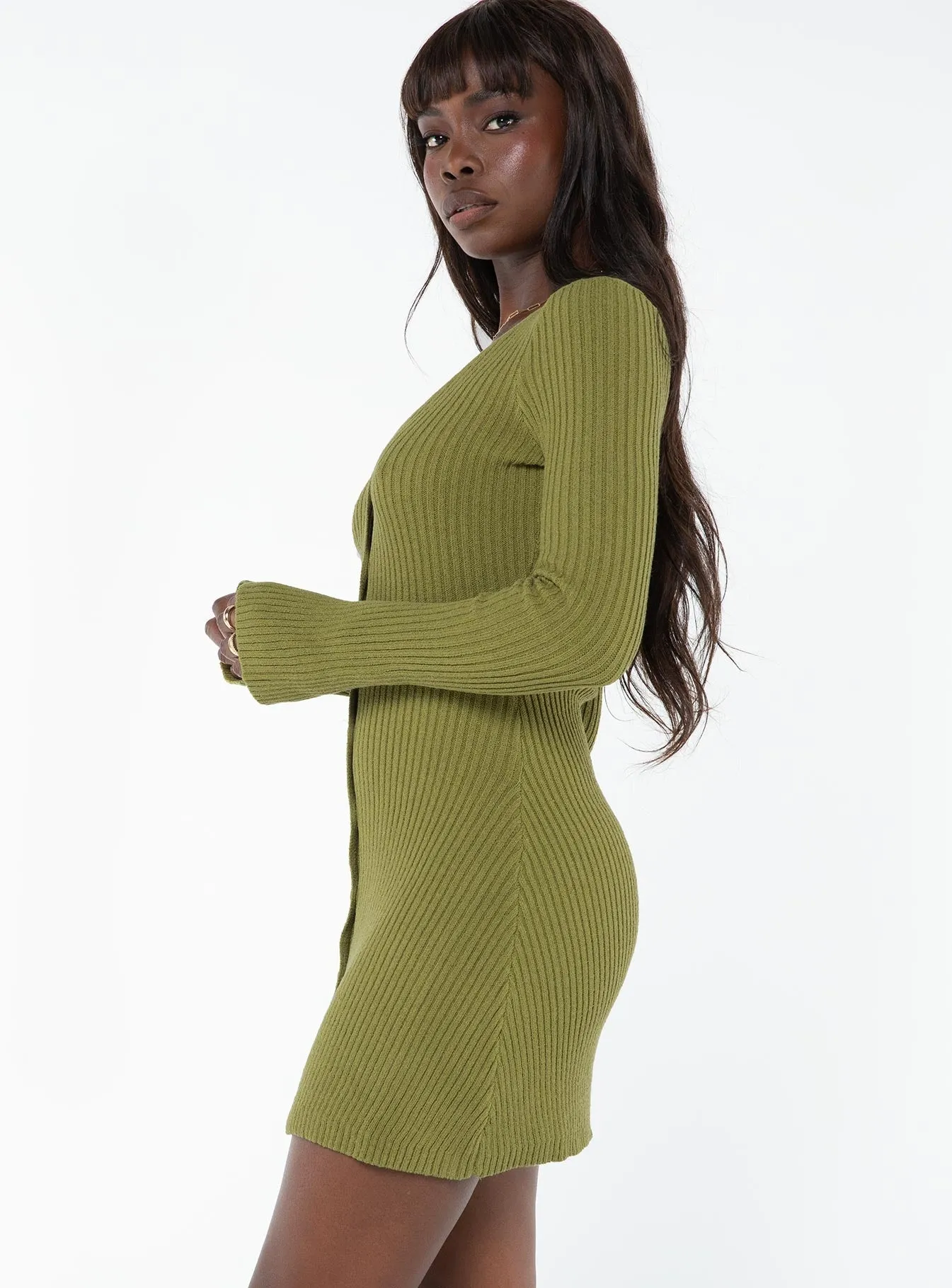 Everyday Piece Compressible Waldin Long Sleeve Mini Dress Olive
