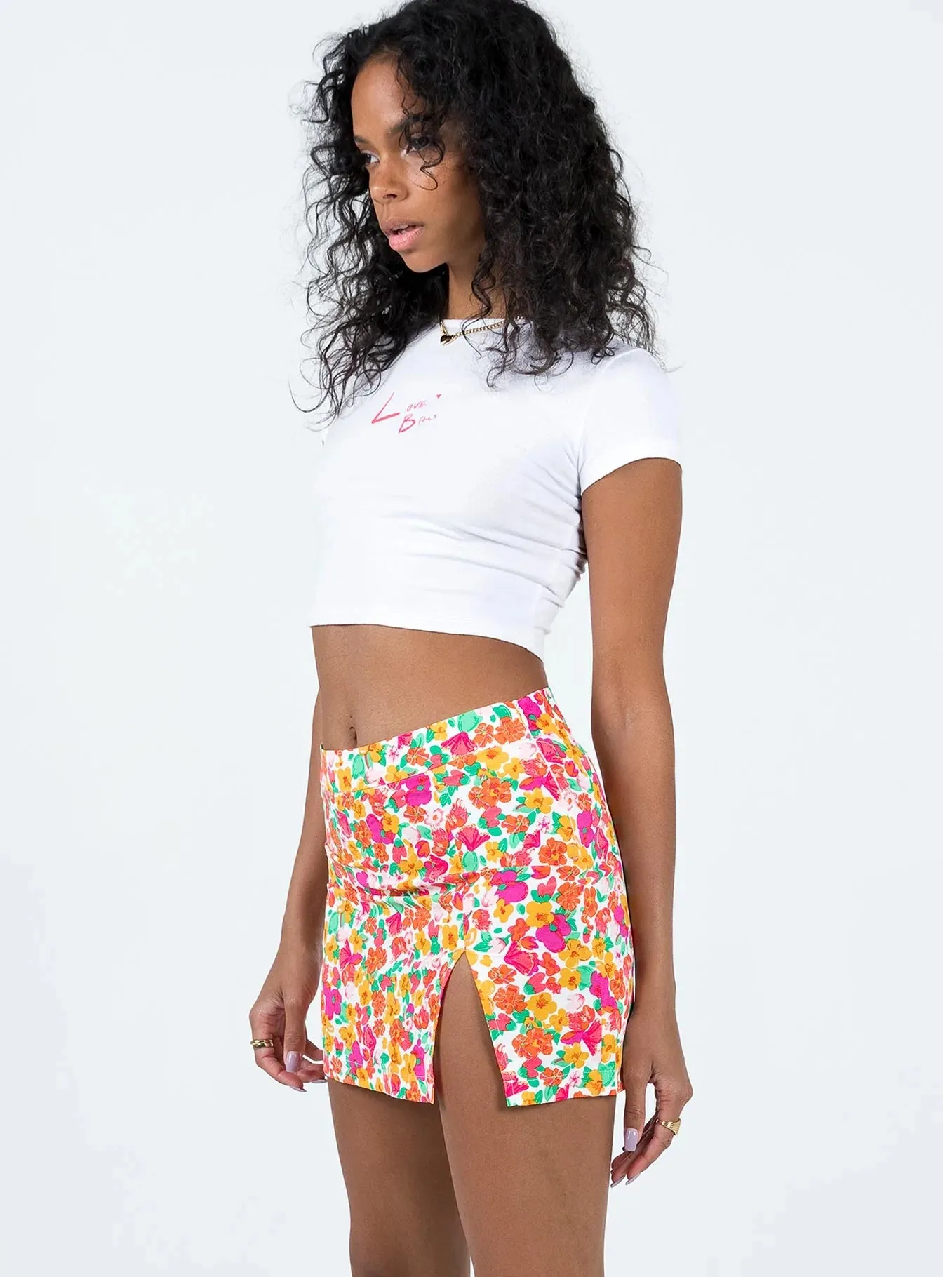 Celtis Mini Skirt Rainbow Floral Resort Vacation