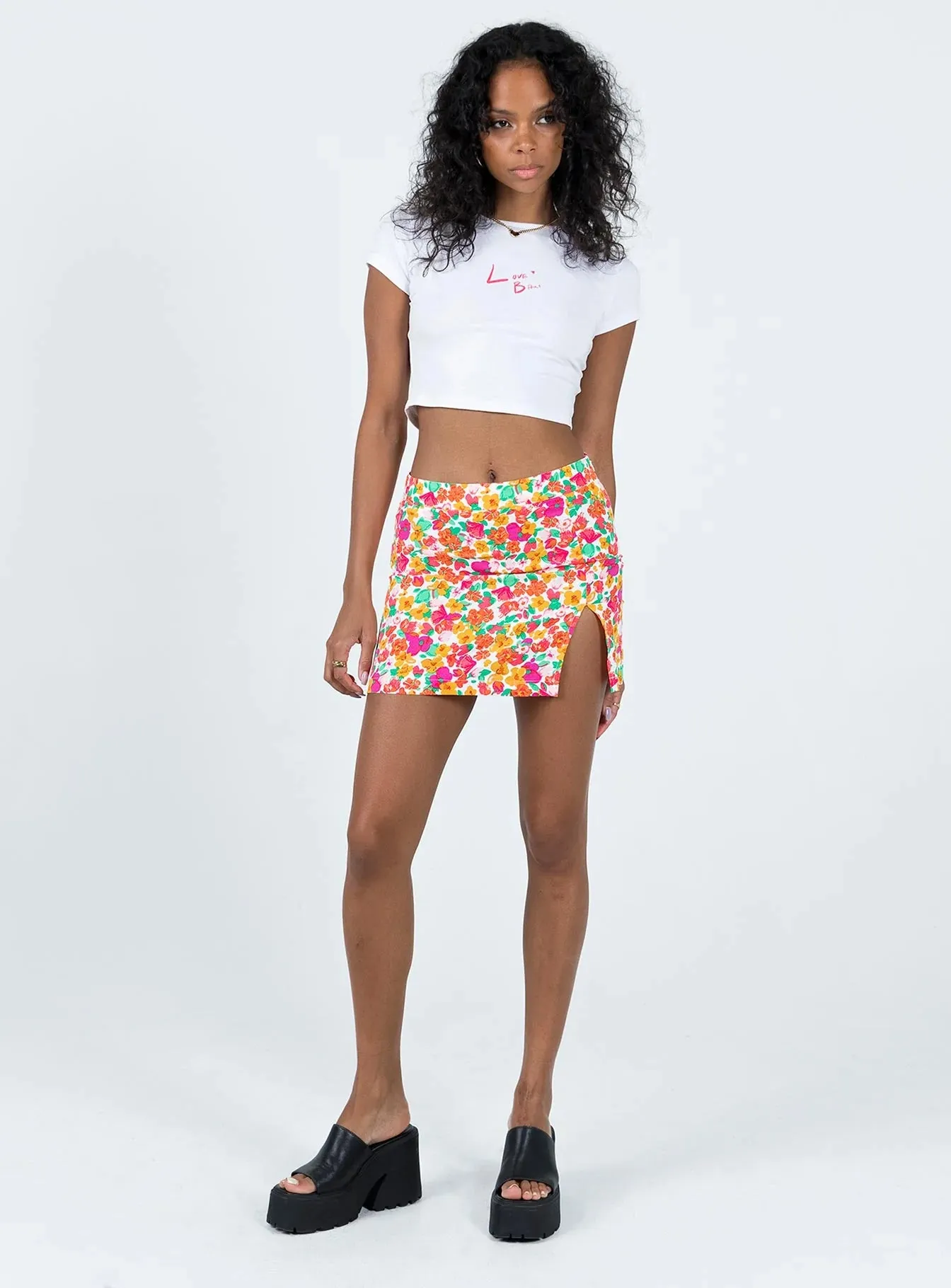 Celtis Mini Skirt Rainbow Floral Non Irritating Edges Neat Look