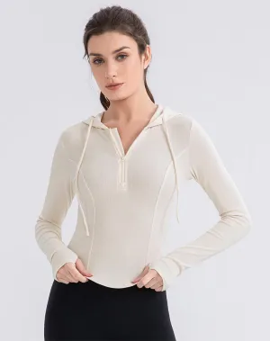 Cropped Zip Up Hoodie Long Sleeve Slim Crop Tops Vented Panels Warm Outerwear