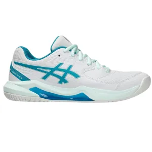 Low Profile Midsole Asics Gel Dedicate 8 Womens Tennis Shoes - White/Teal Blue