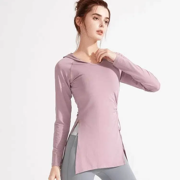 WrinkleFree Fabric Style Mood Long Sleeves Workout T-Shirt With Hoodies