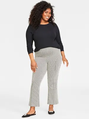 stain guard Women's Printed Ankle Pants,Black/Ecru