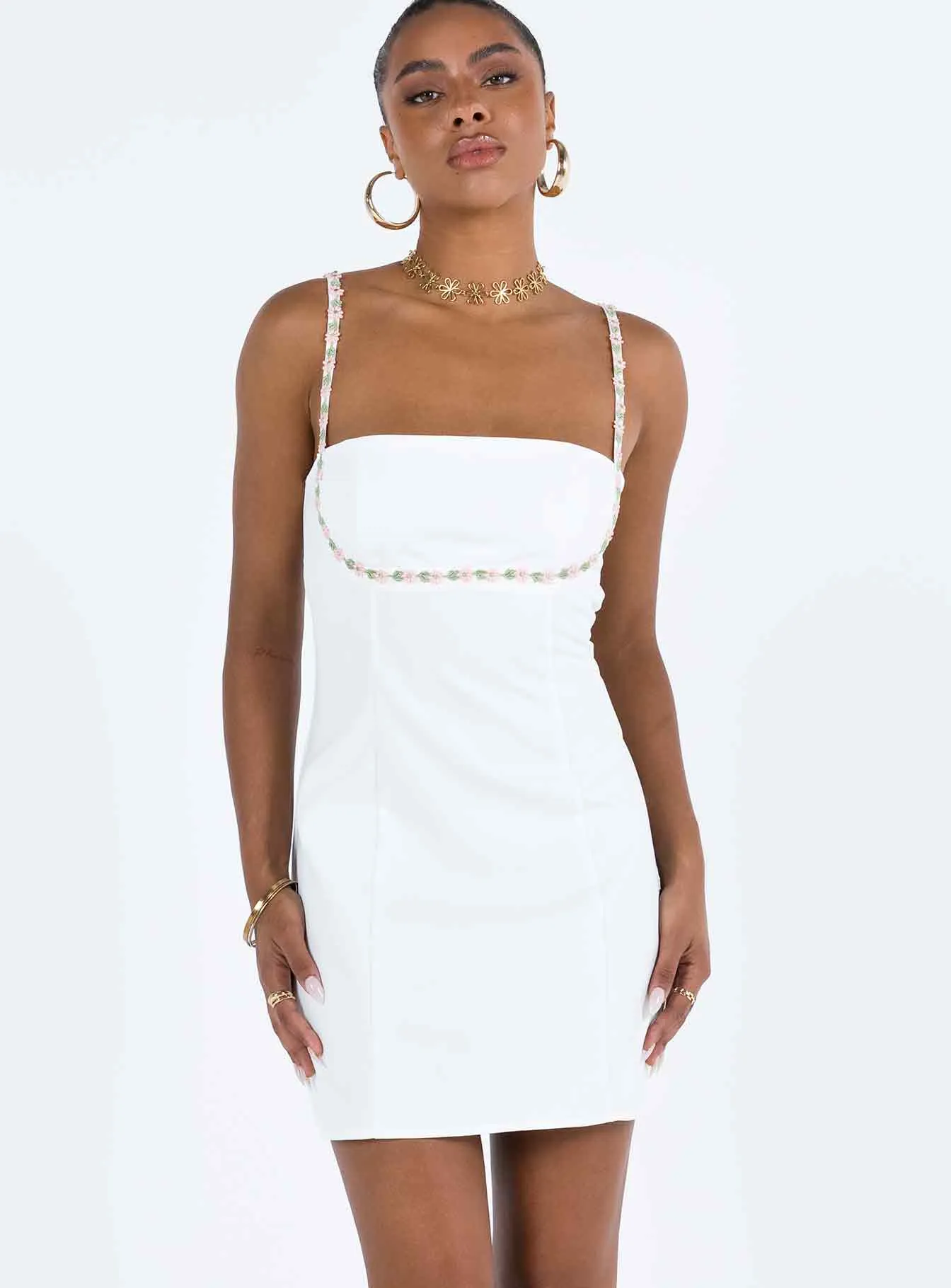 Heart Tone Gentle Look Lorene Mini Dress White