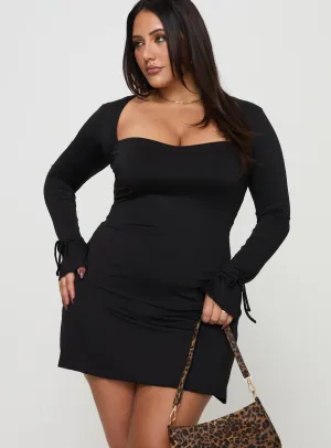 Perfect Fit Look Comfortable Waistband Dalzine Long Sleeve Mini Dress Black Curve