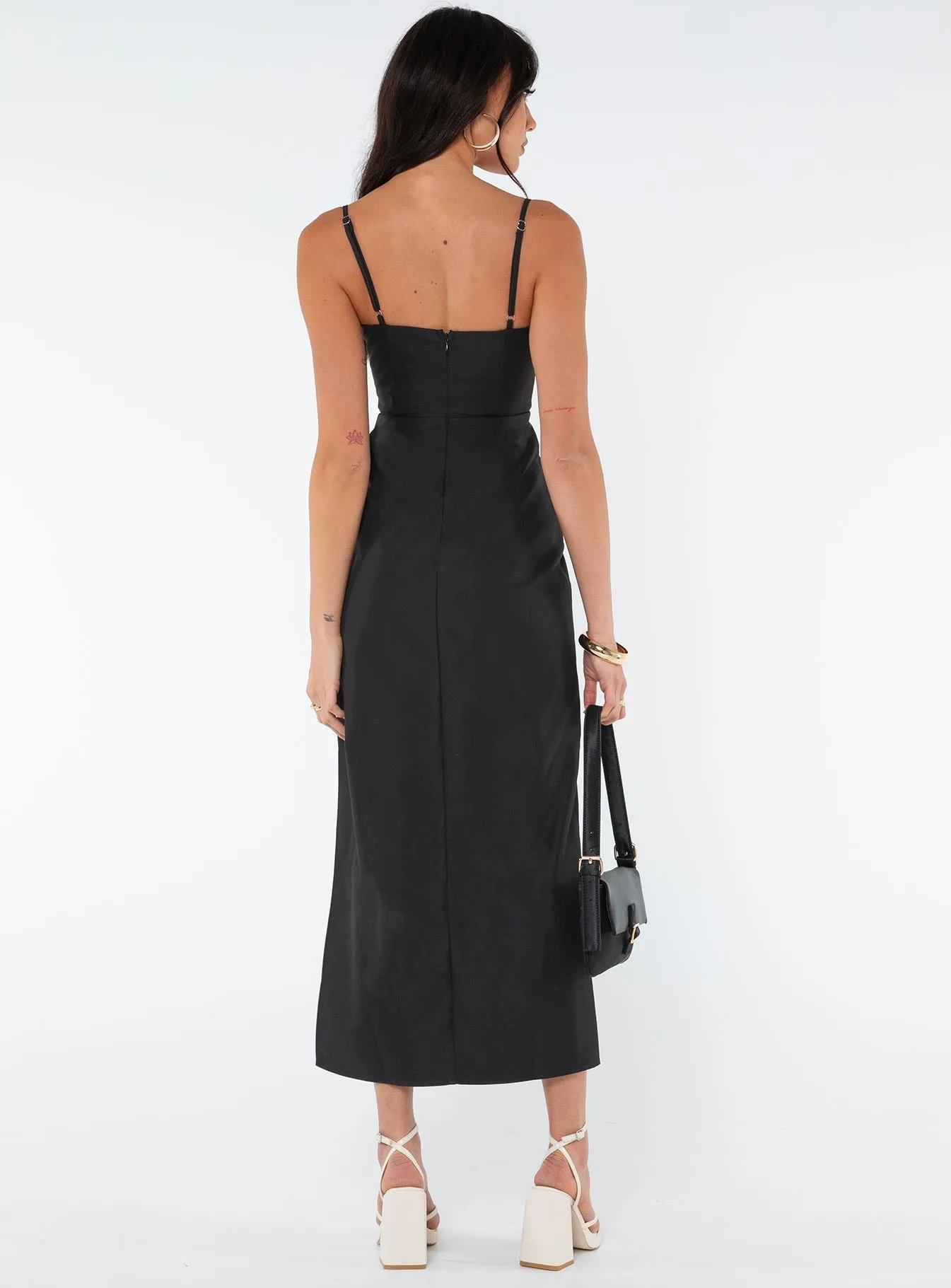 Risha Corset Midi Dress Black Soft Gradient Sophisticated Waist