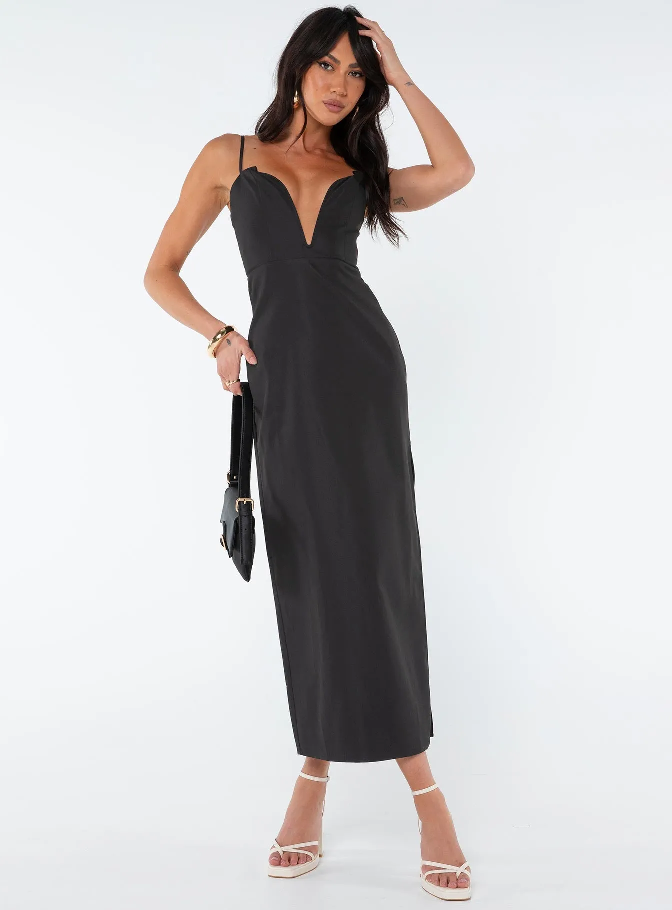 Cool Motion Risha Corset Midi Dress Black