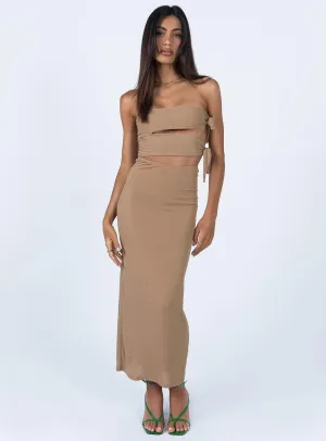 Catherine Maxi Dress Brown Versatile Comfort Wear Comfort Waist Fit
