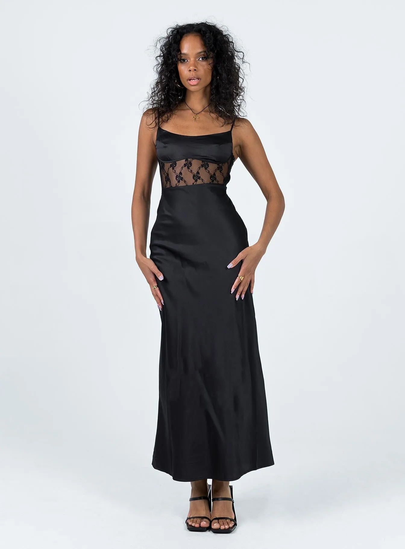 Maybelle Maxi Dress Black Subtle Edge Asymmetric-Neck