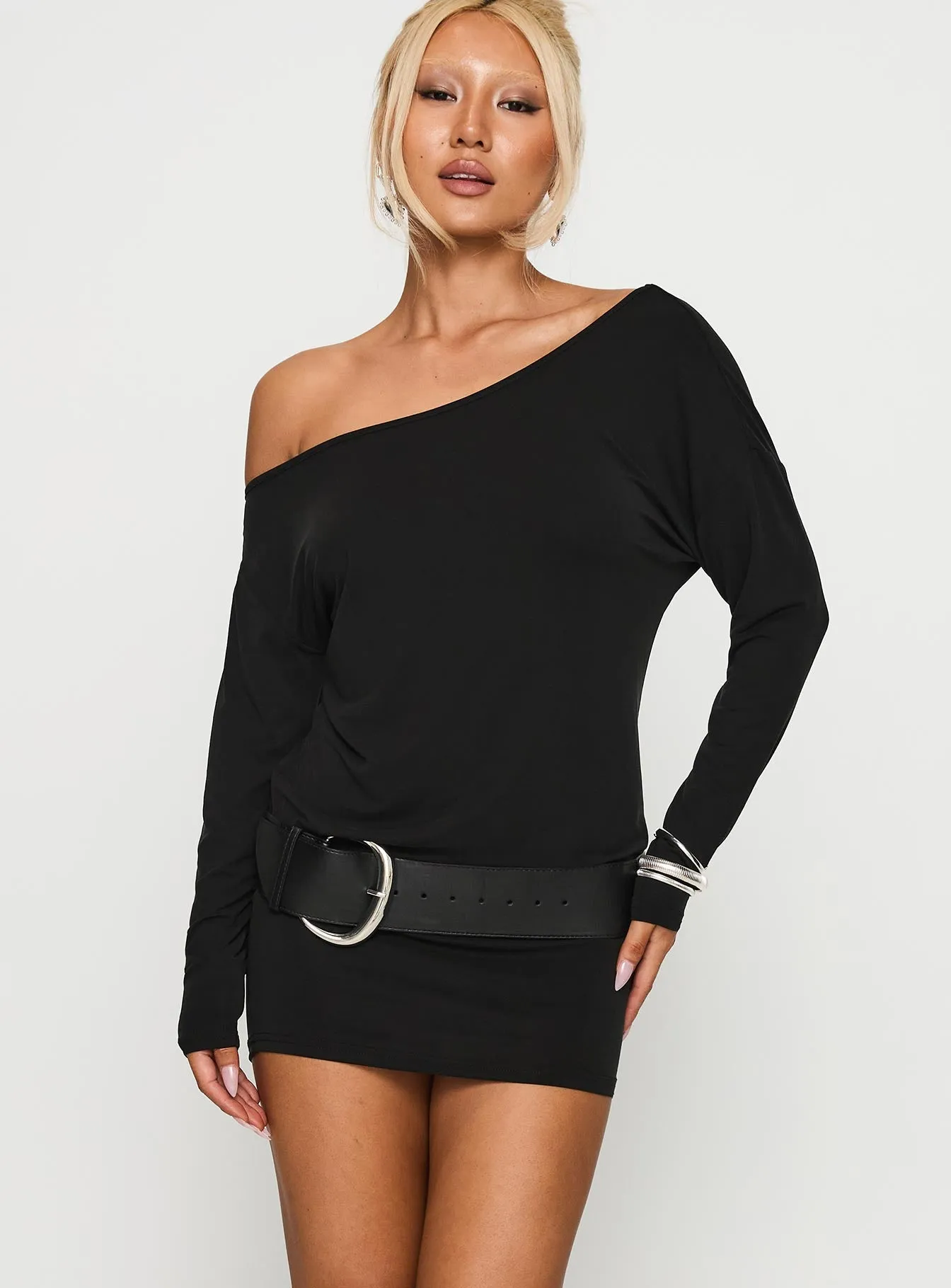 Shelisa Mini Dress Black Flattering Style Fit Lounge Style