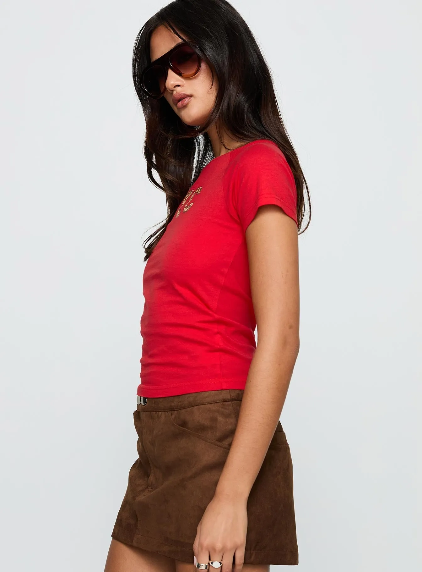 Fashion-Forward Look Lightweight Look Nyc Leopard Graphic Top Red