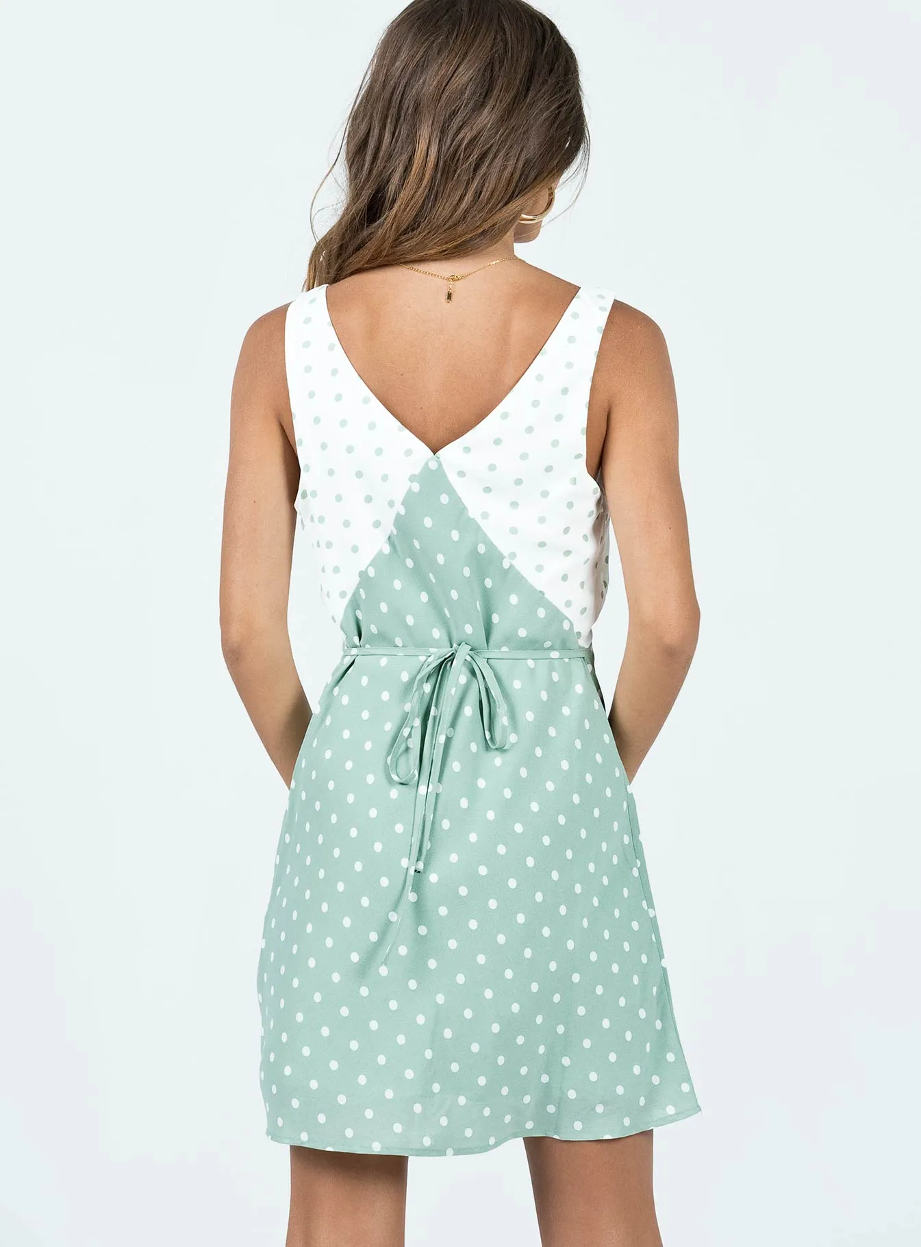 Relaxed Layer Nellie Mini Dress Mint Polka Dot