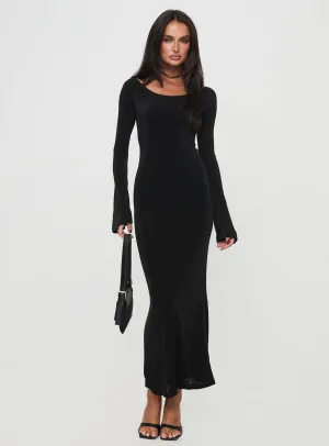 Warm Base hypoallergenic Janice Long Sleeve Maxi Dress Black
