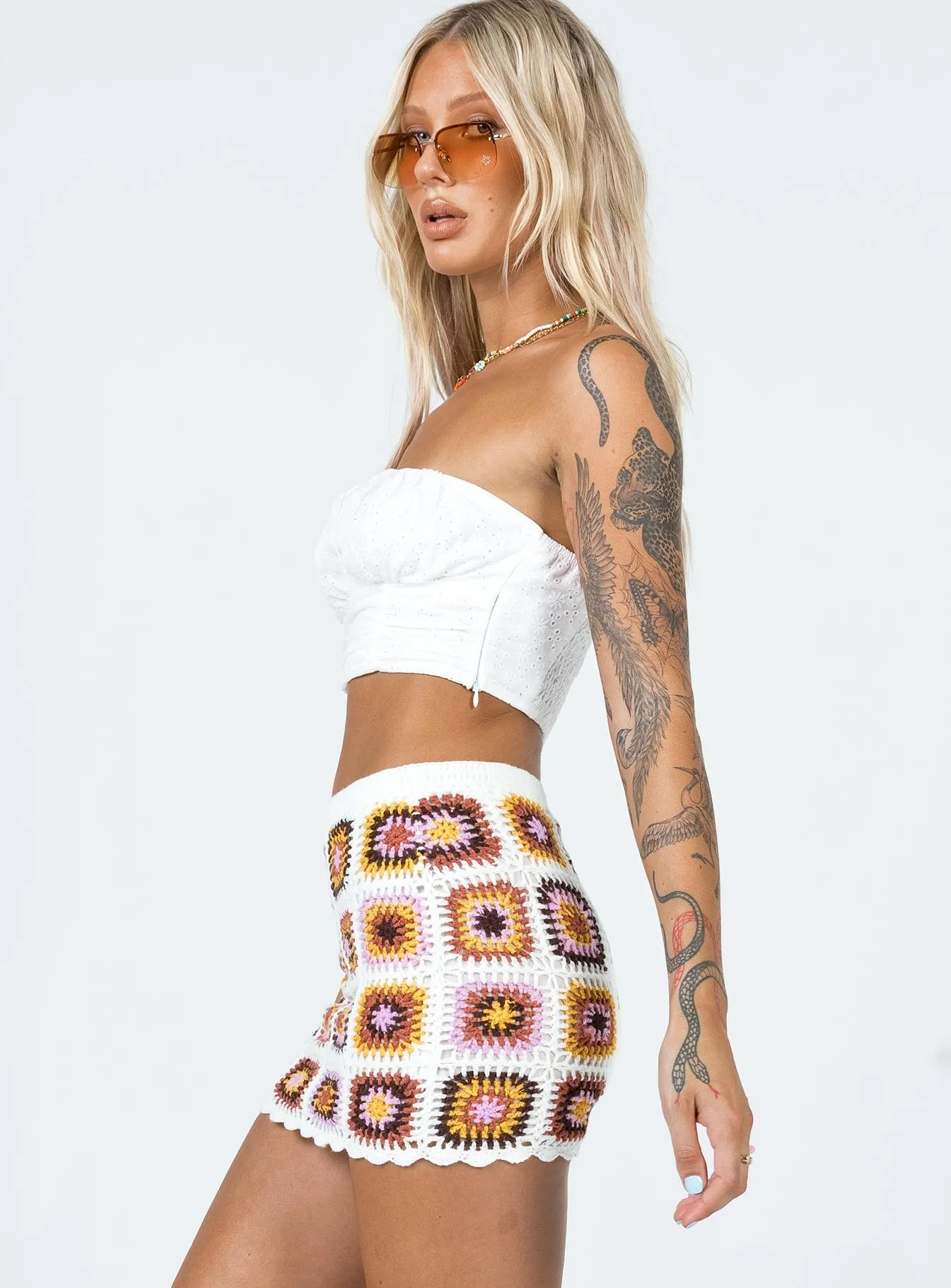 Barbados Crotchet Mini Skirt Multi Fashion Details Stylish Choice
