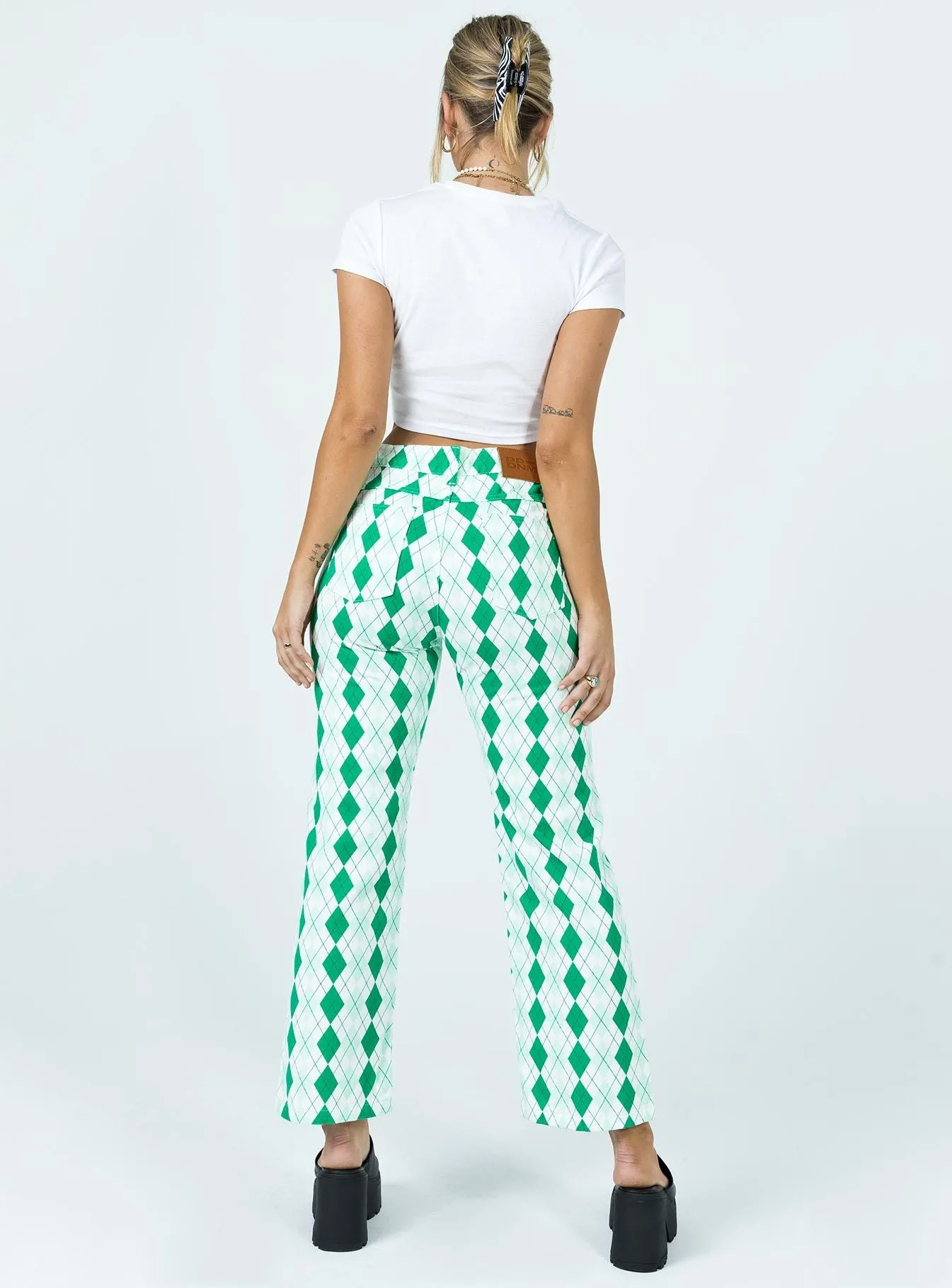 SeamlessFit Boho Light Argyle Straight Leg Print Pant