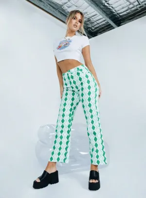 Photo Glam Argyle Straight Leg Print Pant