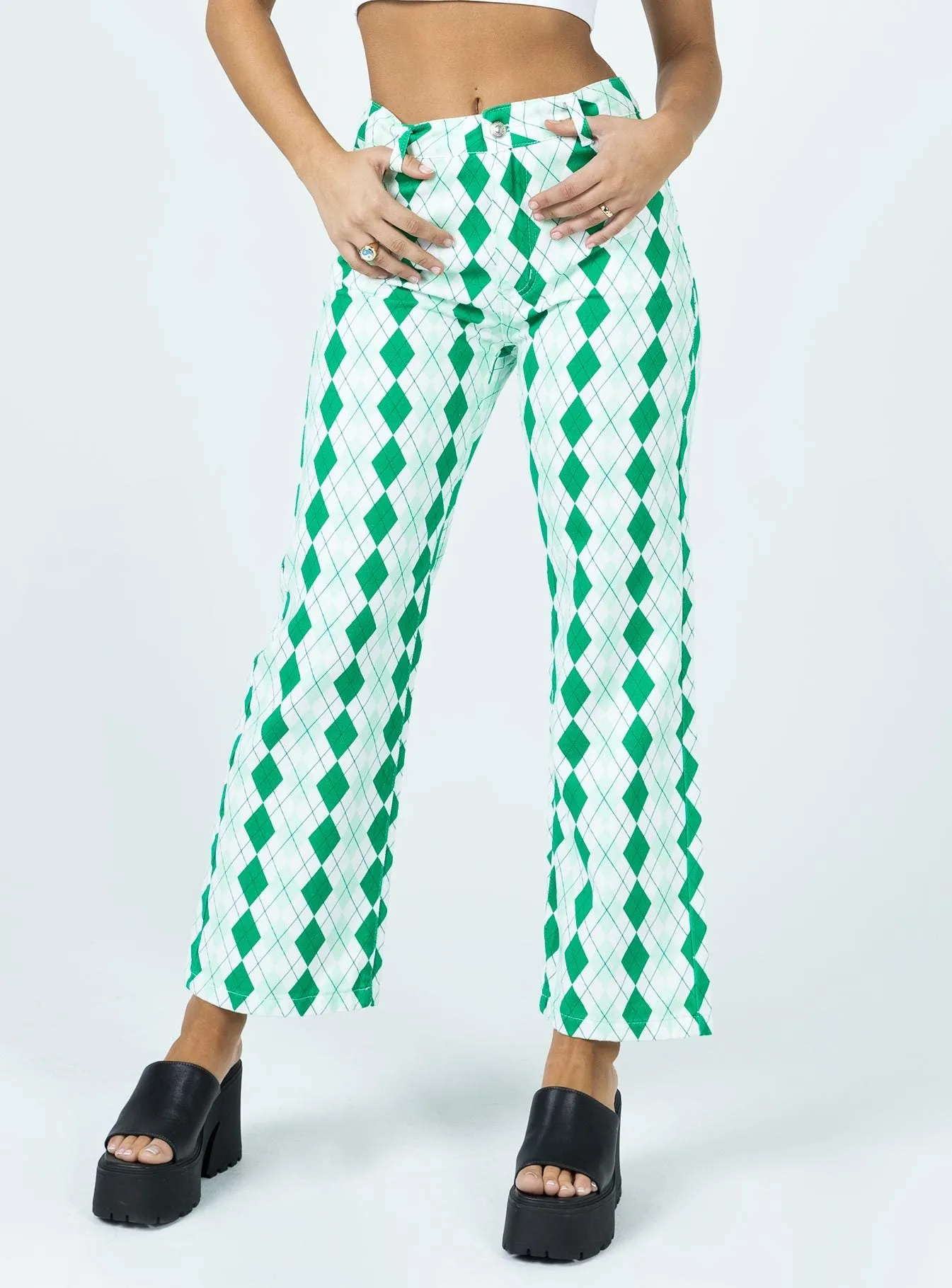 Argyle Straight Leg Print Pant Relax Mode ShrinkageFree Fabric