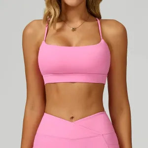 Cross Back Yoga Bra with Removable Chest Pad Wool Fit Comfortable Pants