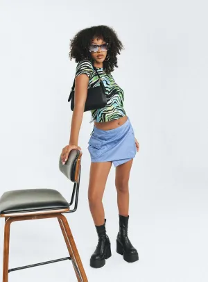 Motel Zephyr Skirt Cotton Drill Blue Built In Shorts Non Irritating Seams