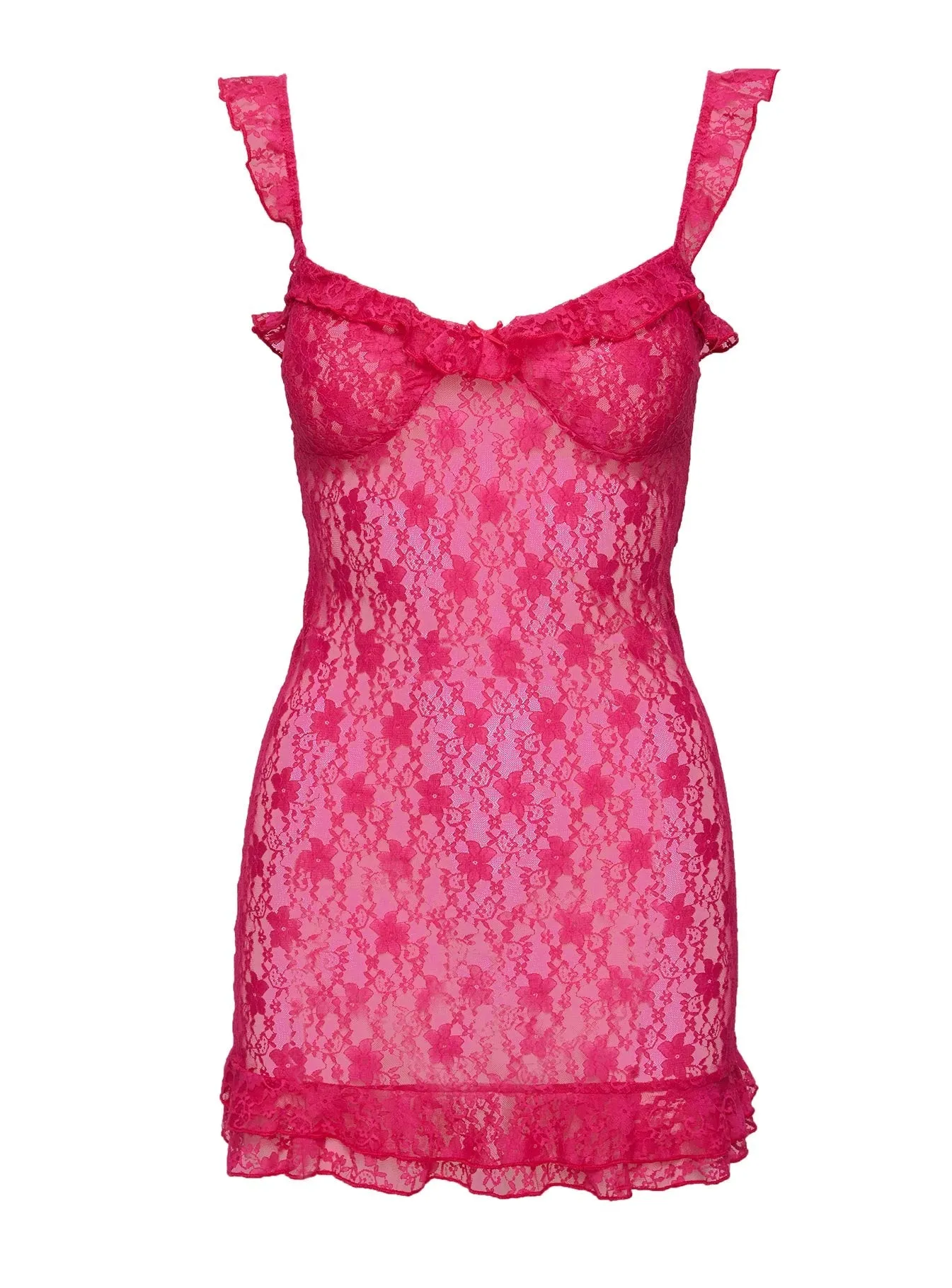 Channing Lace Mini Dress Pink Built-In-Slip