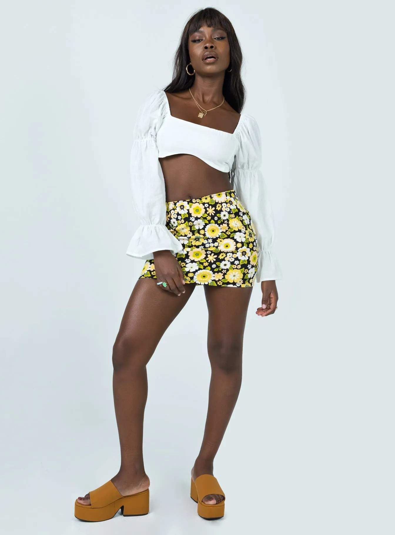 Polka Dot Design Detail Motel Ima Skirt Retro Floral