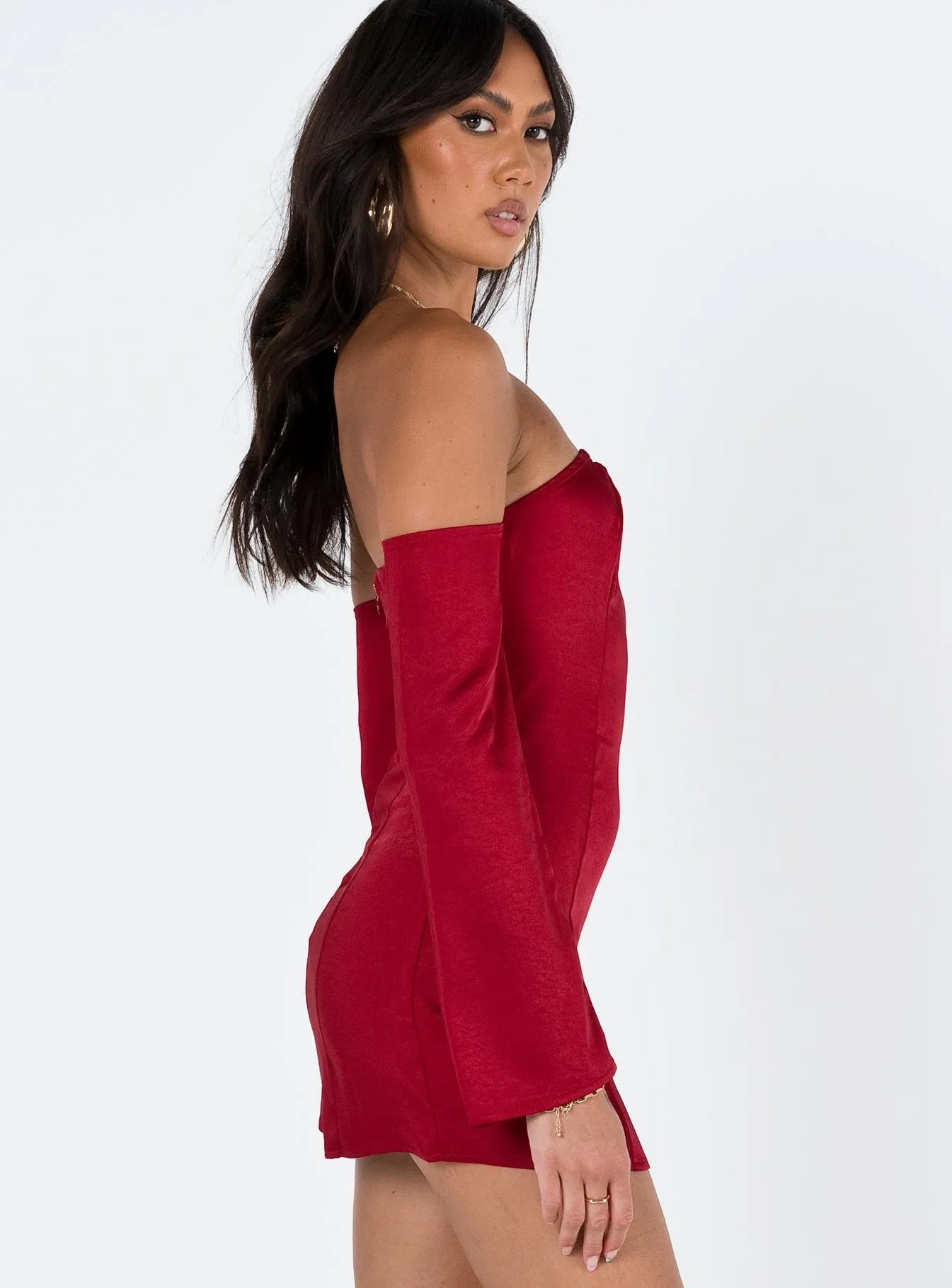 Fitted Base Easy Tones Amalea Mini Dress Burgundy